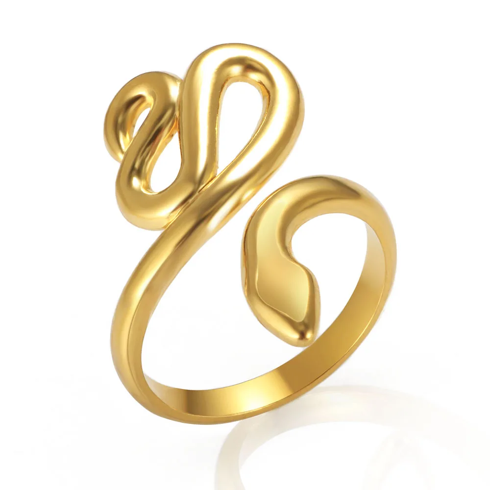 

Lovely Delicate Vintage Gold Color Metal Punk Snake Open Adjustable Ring Women Men Party Jewelry Gift Wholesale