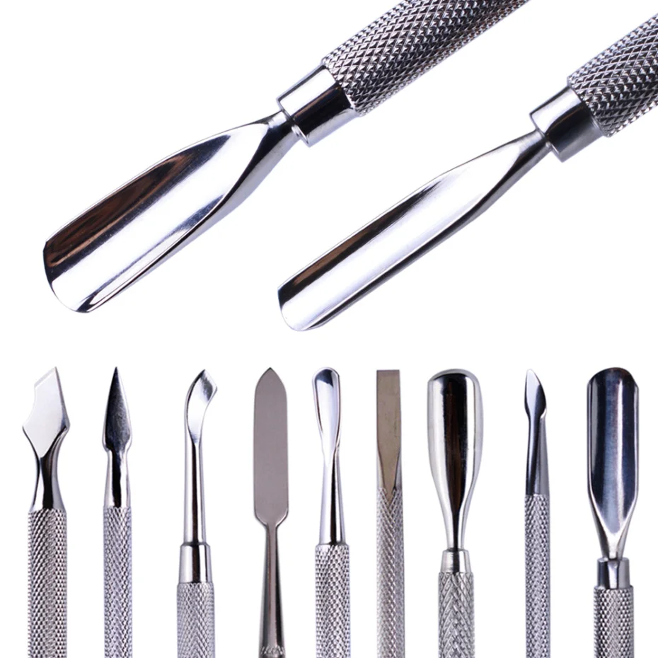 1 шт. кутикулы из нержавеющей стали для ногтей толкатель двухсторонний пилинг