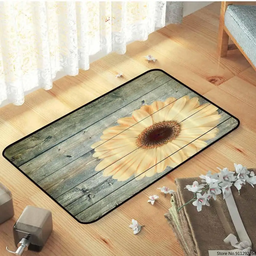 Абстрактная дуба дерево и Маргаритка Гербера цветок кухонный ковер зеленый