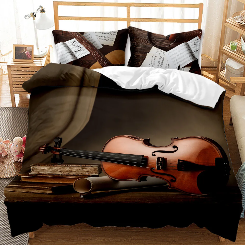 

3D Duvet Cover Sets Musical Instruments Bedding Set And Pillowcases Full Twin King Queen Size Piano Keyboard Design Bedding Sets