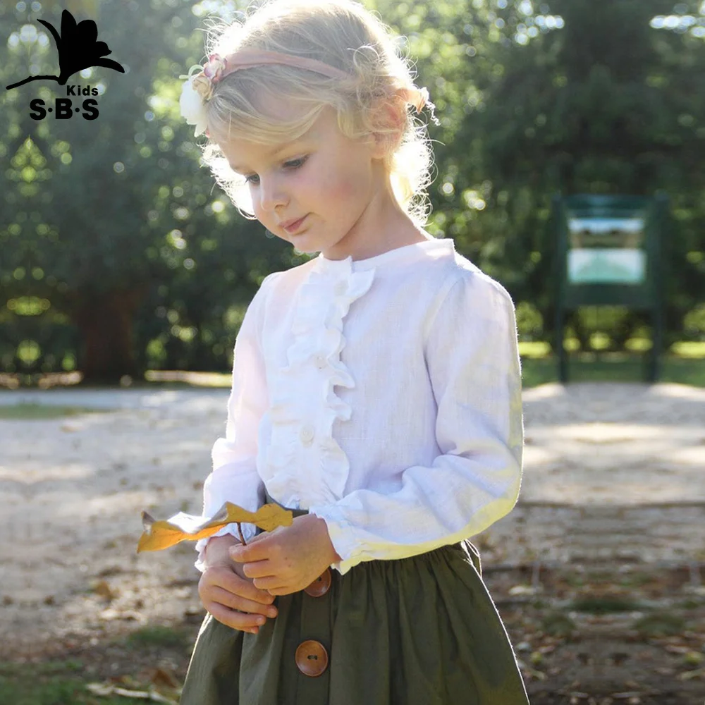 Осенний Модный комплект для детей 2019 года хлопковая рубашка с плиссированной