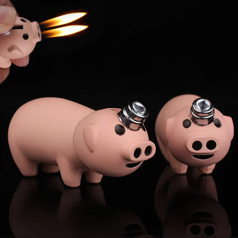Креативная компактная маленькая струйная Бутановая Зажигалка Piggy Pig надуваемые