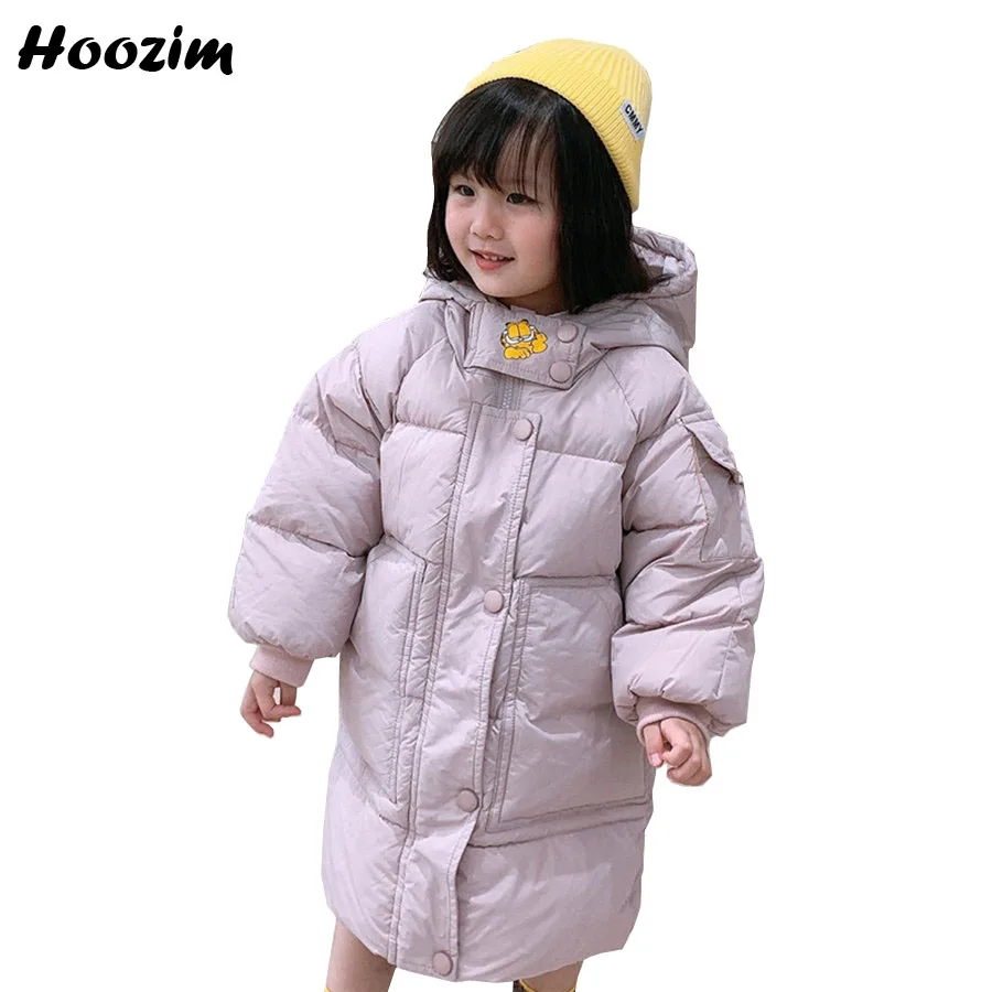 

Winter Pink Minimalist Hooded Jacket For Girls 3 To 9 Years Casual Beige Cartoon Tiger Outerwear Parkas Kids Blue Long Coat Boys