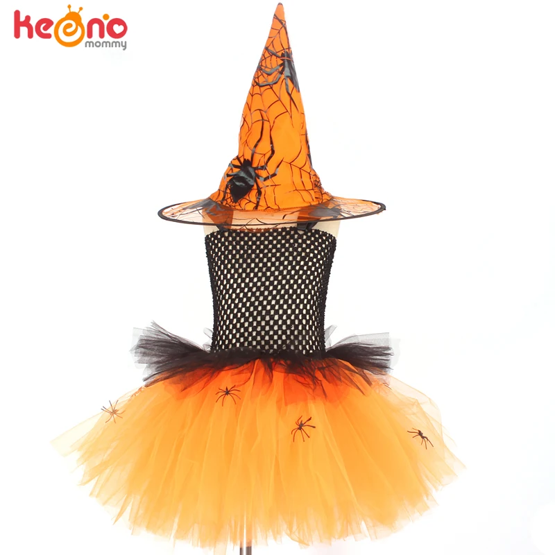 Платье-пачка ведьмы с шапкой для девочек-пауков Цвет черный фиолетовый Детский