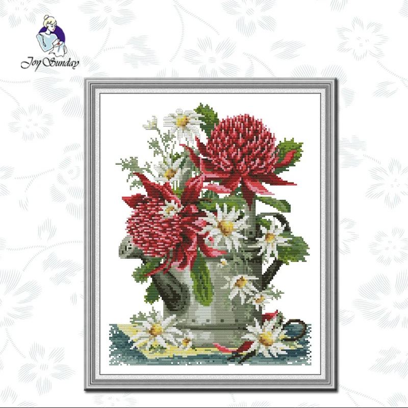 

Joy Sunday,cross stitch embroidery kit,11CT or 14CT Flowers patterns cross stitch,Needlework counted cross-stitch patterns