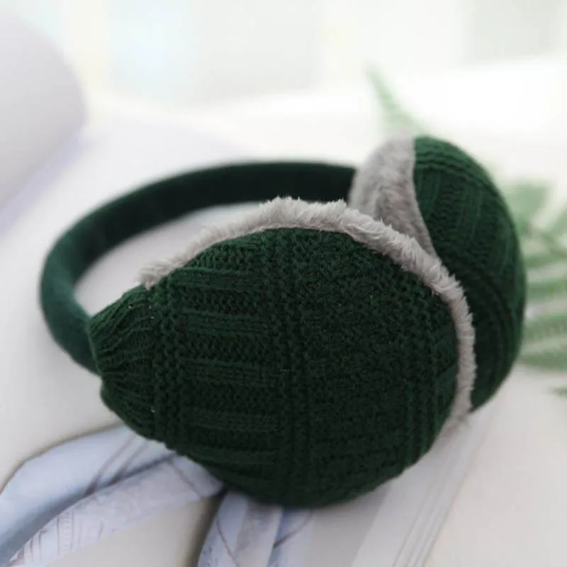 M12 Dark Green Calymel,, зимние унисекс наушники, женские теплые вязаные наушники, женские плюшевые наушники для девочек, теплые наушники, повязка на голову - Цвет: M12 Dark Green