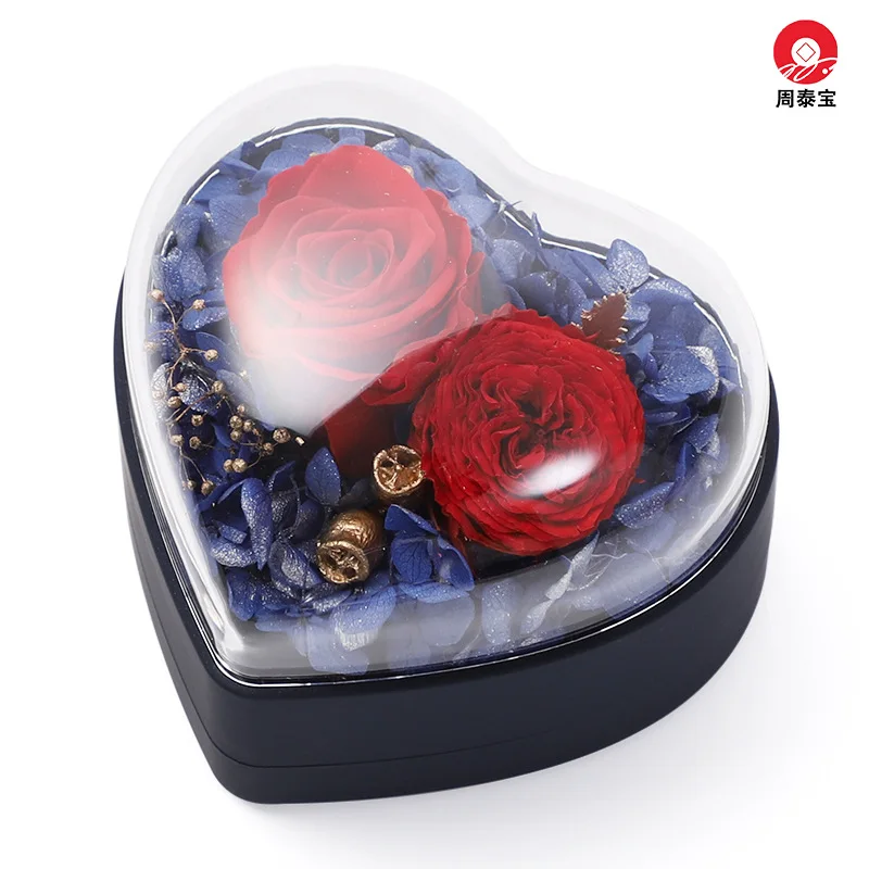 2021 New Wedding Theme Heart-shaped Preserved Flower Box Valentine's Day Creative Clamshell Set Gift Box Customizable Logo