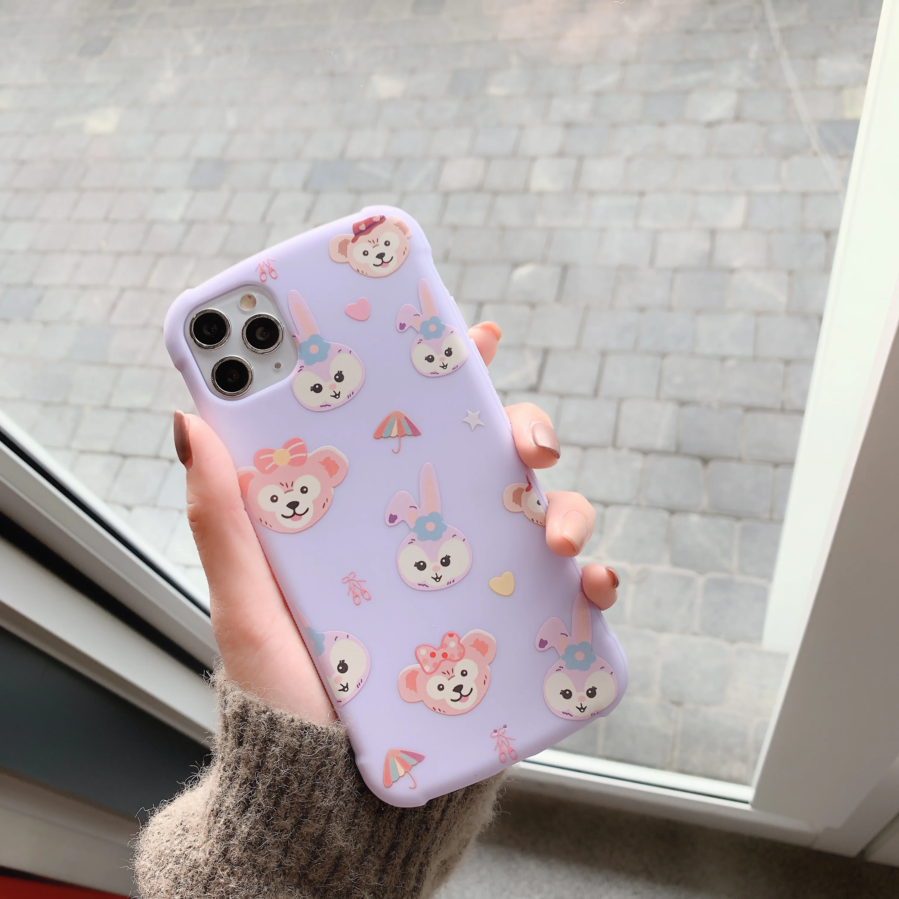 Cute Cartoon Rabbit Case For iPhone 6 6S 7 8 Plus X XR XS 11 Pro Max Candy Color Phone Cases Soft TPU Cover With Tempered film |