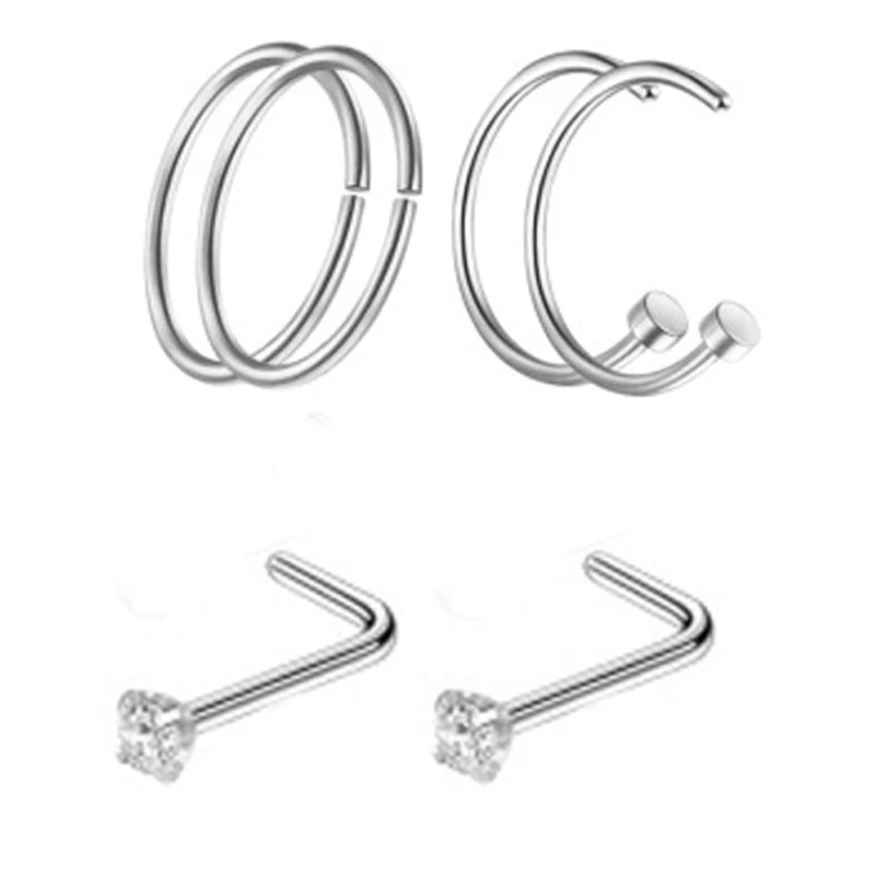 6 шт./партия новые кольца для ноздрей из нержавеющей стали Поддельные носа и
