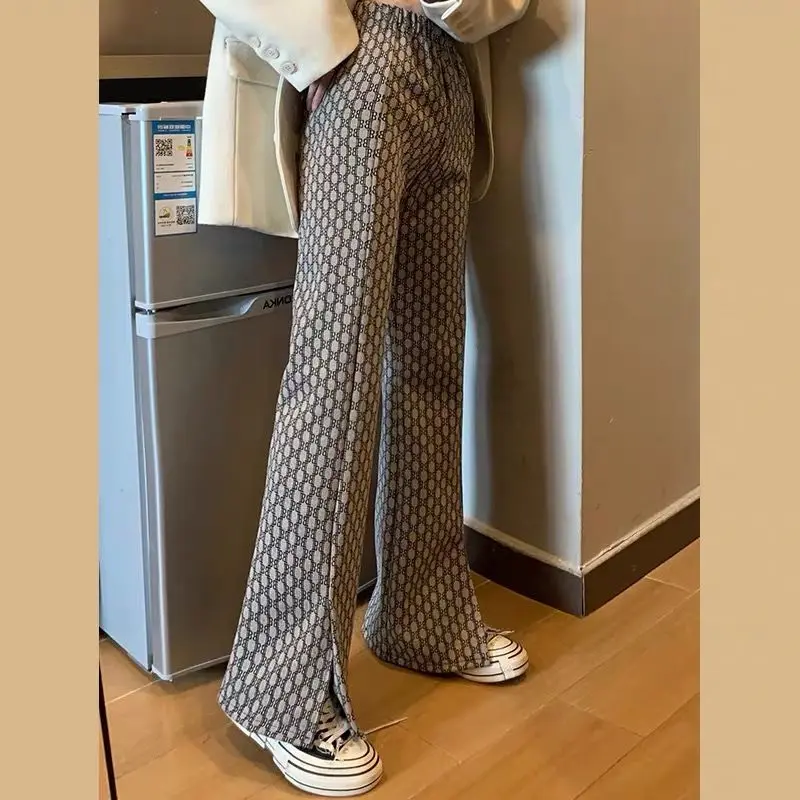 

Women Clothing Split Pants Spring and Autumn Loose Straight Wide-Legged 2021 New High Waist Casual Sports Harem Harajuku Cargo