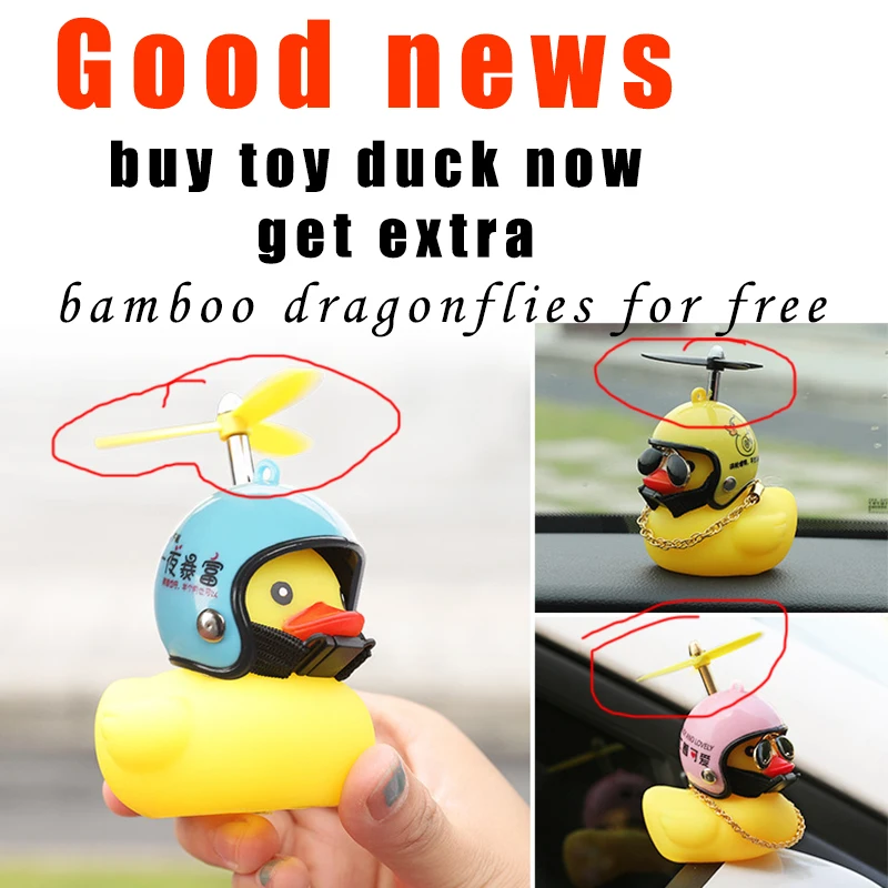 

Lucky Duck Society Lovely Car Ornament Creative Car Dashboard Toys With Helmet And Chain Car Accessories Interior Para Autos