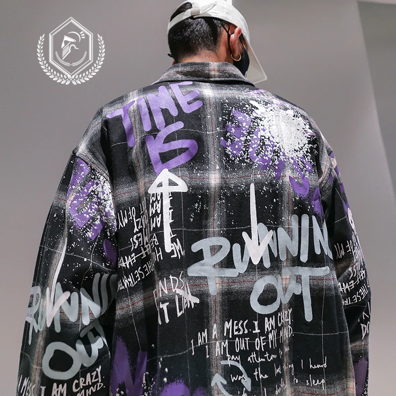 Мужская модная Свободная Повседневная рубашка в клетку стиле хип-хоп | одежда