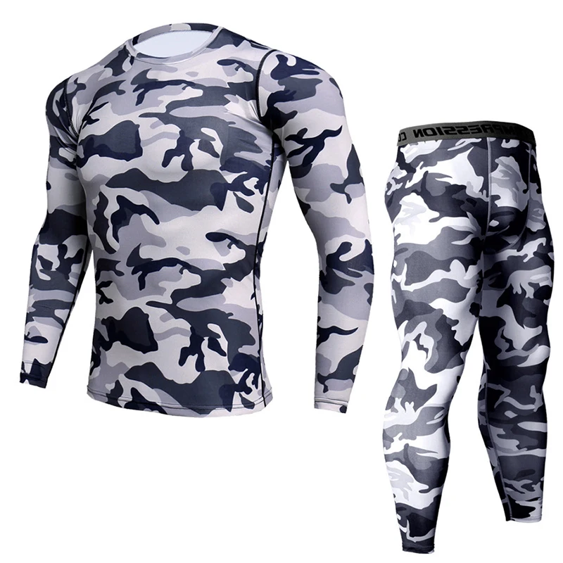 

New 2020 Men's Workout Set Compression Shirt and Pants Sports Tight Base Layer Suit Cycling Underwear Set Gym Clothing