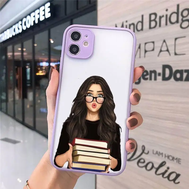 

Girl Boss Pink Women Cartoon Phone Case Matte Transparent for iPhone 7 8 11 12 s mini pro X XS XR MAX Plus cover funda