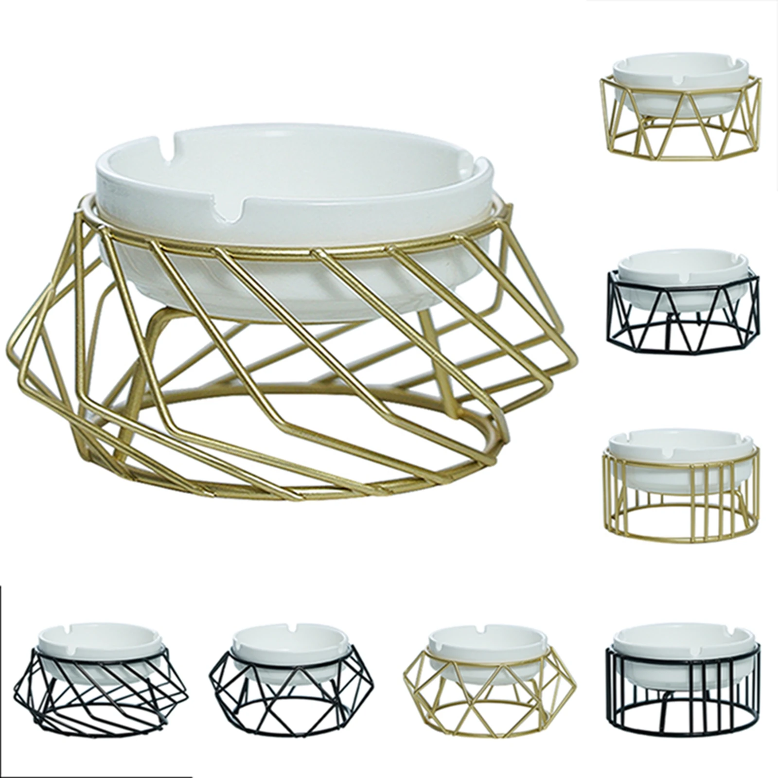 

2021 Fashion Retro Style Geometric Creative Ashtray Glossy Ceramic Modern Home Decor Ashtray Holder Hotel Office Ornaments