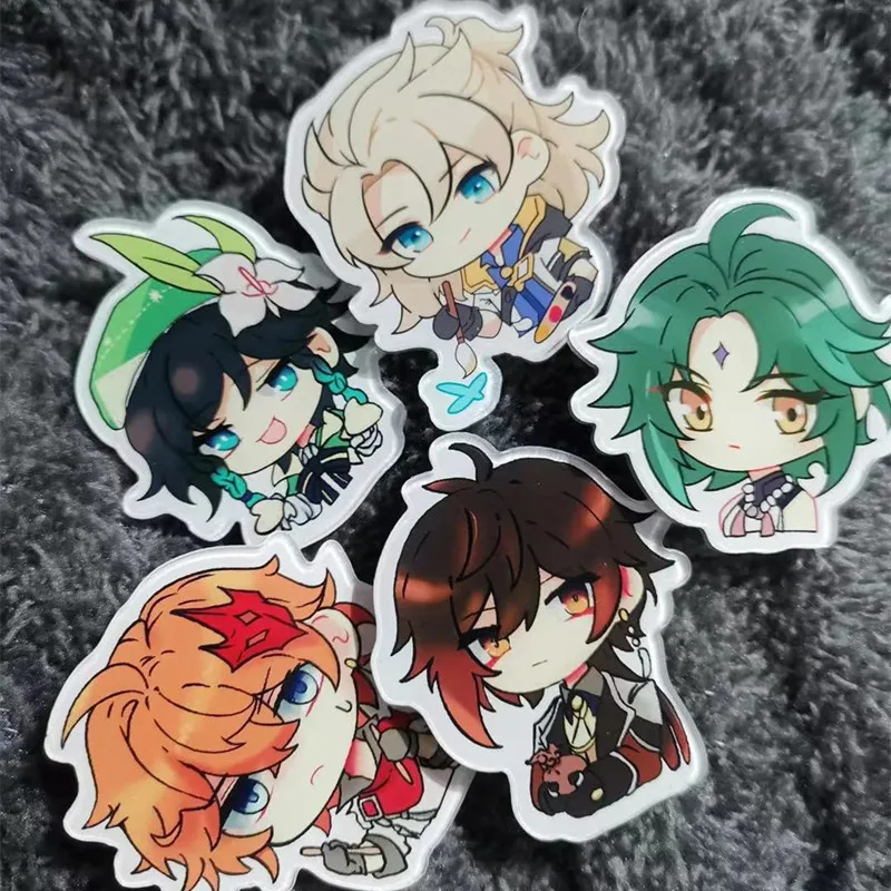 

Anime Figure Game Genshin Impact Brooch Pin Cosplay Badge Clothes Decoration Ganyu Keqing Wendi Xiao Mona Venti Paimon Qiqi Lisa