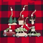3 шт.компл. деревянные украшения рождественской елки Лось автомобиля подвесные кулоны новогоднее; Рождественское украшение для дома вечерние новый год