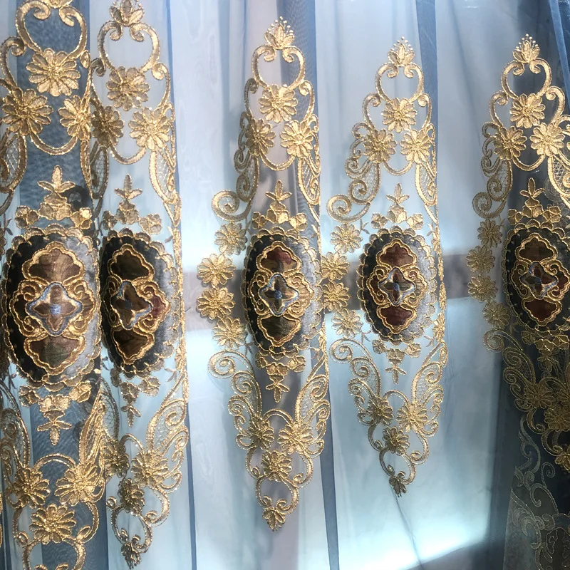 Шторы высокого качества, новые европейские синие и серые шторы, роскошная вышивка для гостиной/спальни/офиса, стиль - Цвет: blue tulle