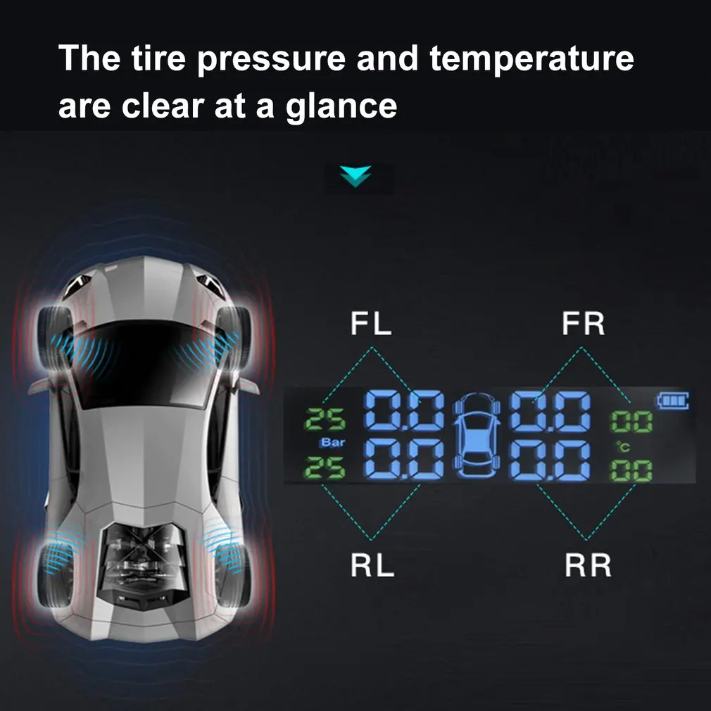 Внешний универсальный автомобильный монитор для обнаружения шин беспроводной
