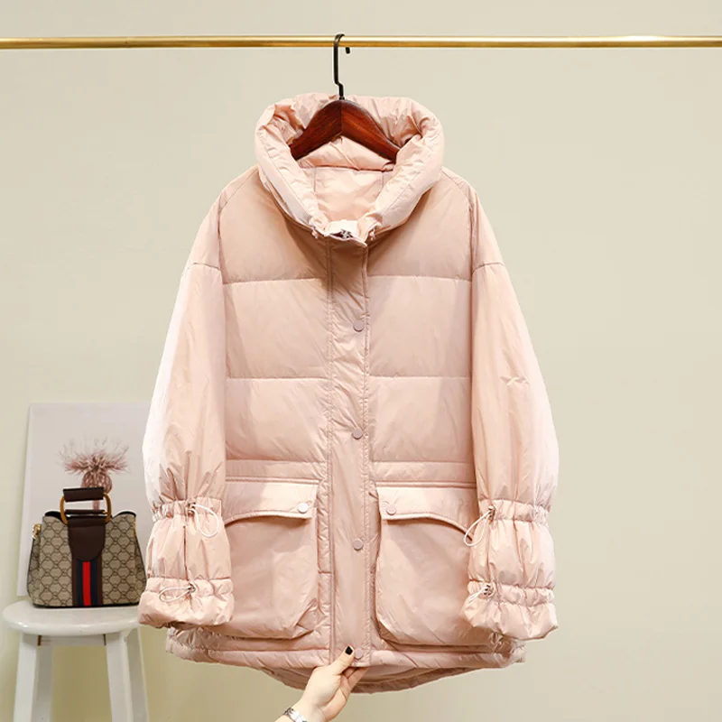 Куртка Janveny 90% на белом утином пуху женское толстое длинное зимнее пальто женские