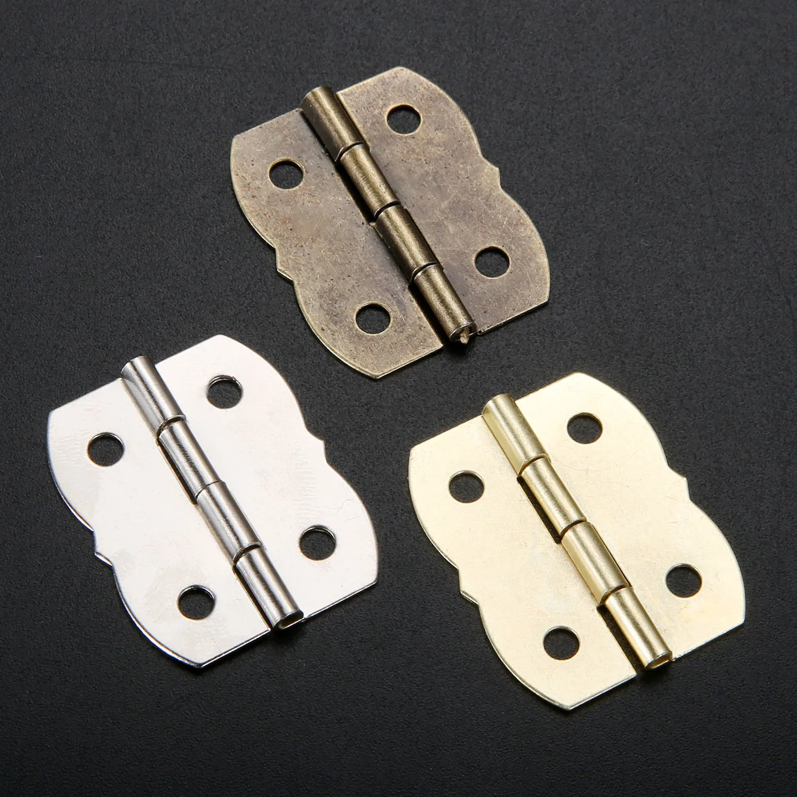 

10pcs Small Hinge Closing Cabinet Hinges Hinge Wooden Wine Box Bin 270 Degrees 30*25mm Antique Bronze Gold Silver