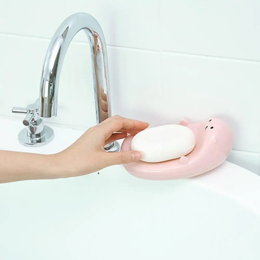 

Soap Tray Multi-purpose Anti Slip PP Cute Cartoon Animal Space Saving Box Easy to Clean Tasteless Hollow Design Animals Plate