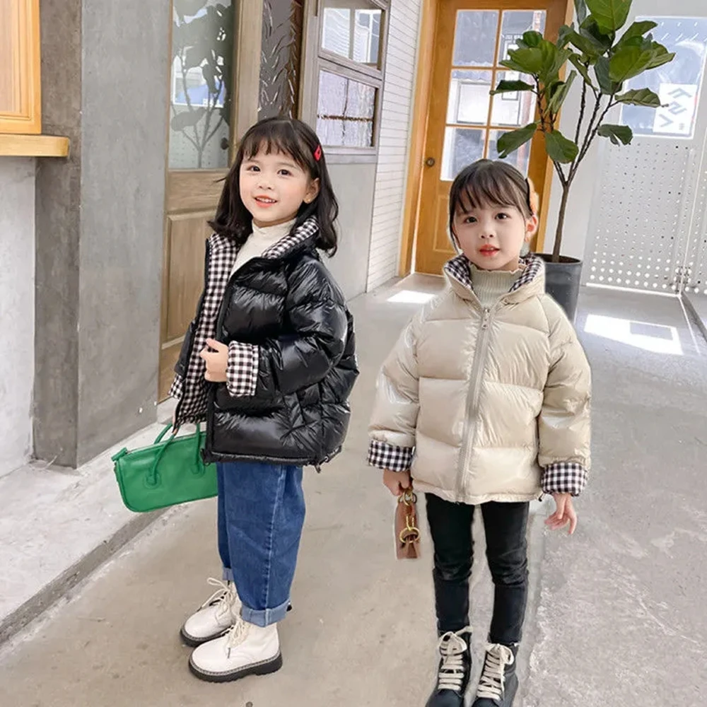 

New Winter White Down Jacket For Girl No Wash Stand Collar Girls Short Jacket Parkas Toddler Baby Thick Warm Jackets For Girls