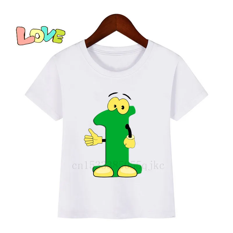 Детская футболка с рисунком для дня рождения цифрой 1 Детские милые футболки