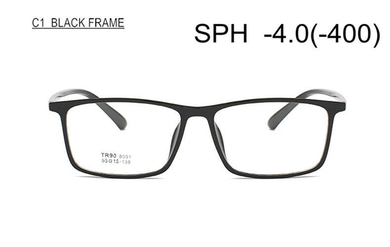 C1 (-4.0) Близорукость очки SPH-0,5-1-1,5-2,0-2,5-3,0-3,5-4,0-4,5-5-5,5-6 Для женщин Для мужчин TR90 рамка большой Размеры по рецепту - Цвет оправы: C1 (-4.0)