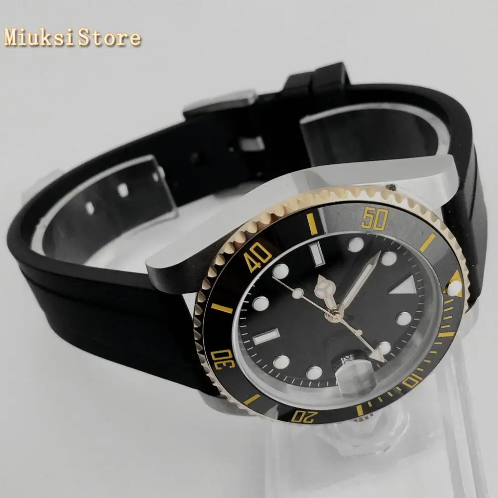 40mm Bliger mens top watches sapphire glass ceramics bezel black sterile dial GMT date window automatic watch | Наручные часы