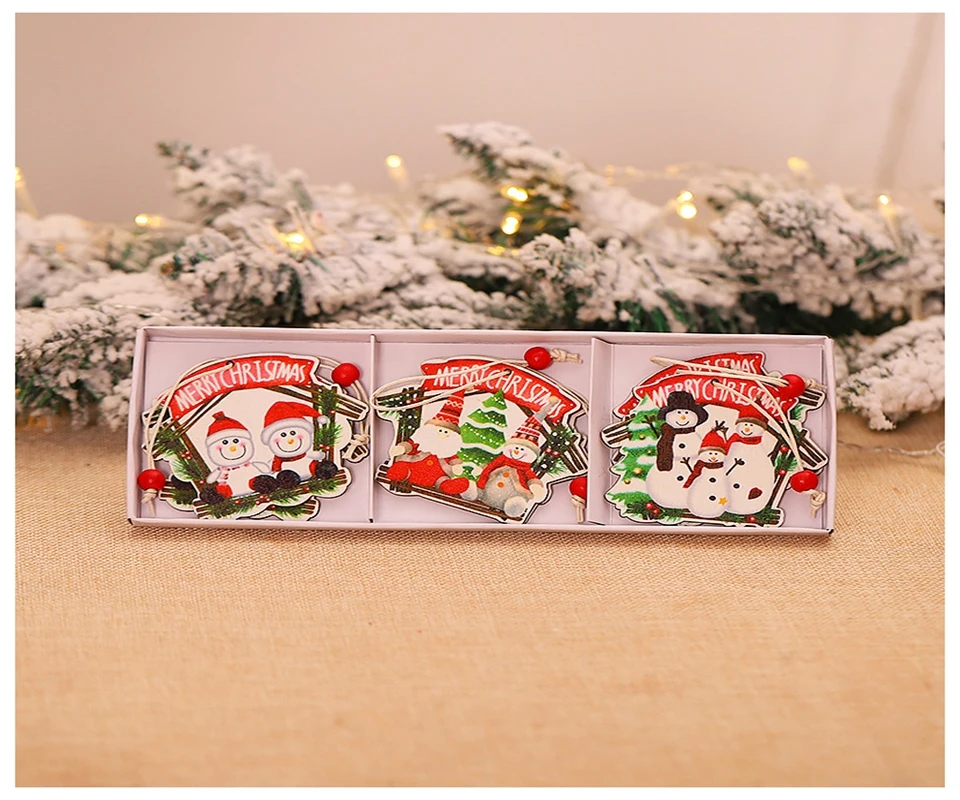 Цветные деревянные украшения/подвеска в виде мультяшной елки/домашний декор/дом