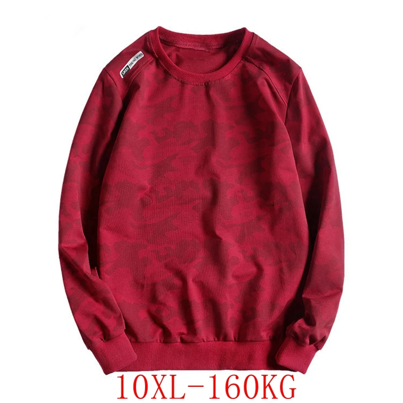 

Large size sports pullover 5XL-10XL bust 148CM fashion camouflage men's loose large size round neck long sleeve pullover