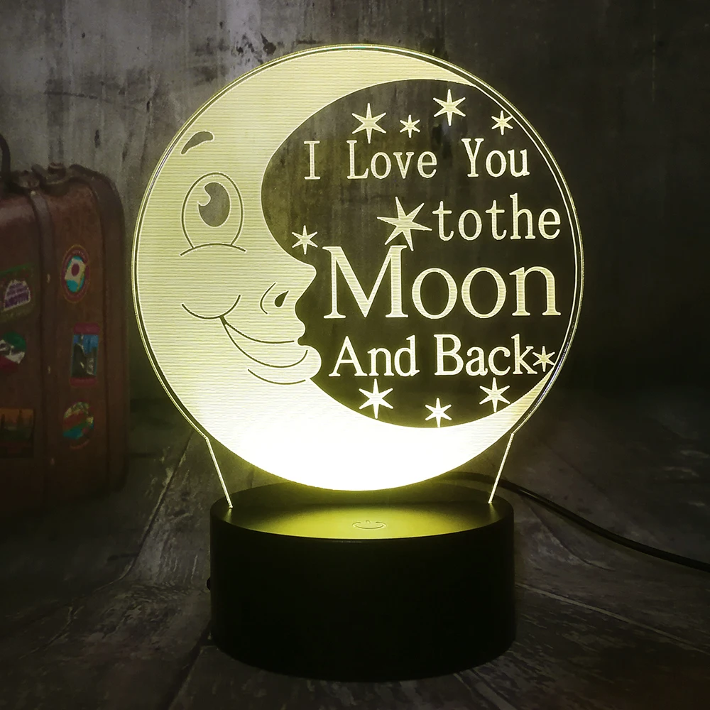 3D светодиодный ночник I Love You To The Moon and Back 7 цветов настольная лампа детская