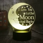 Светодиодный ночсветильник с 3d-эффектом Я люблю тебя до Луны и обратно, 7 цветов, настольная лампа, Детская лампа, домашний декор, романтический День Св. Валентина, для девушки