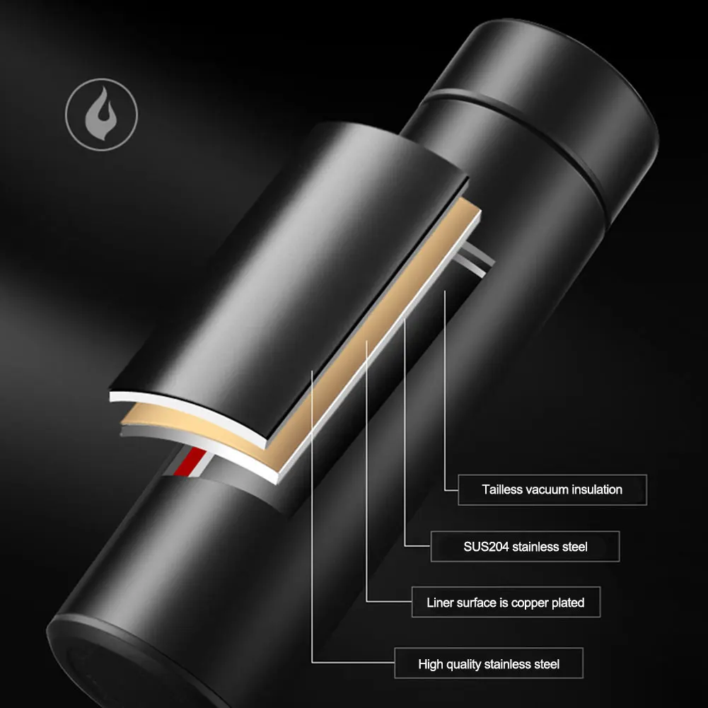 500 мл бутылка для воды вакуумный термос с измерением температуры ЖК дисплей