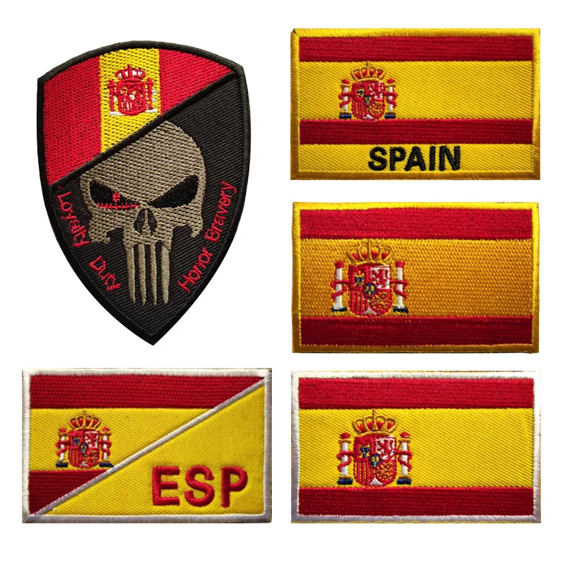Нашивка с флагом Испании Череп Испанский флаг ESP военные тактические нашивки