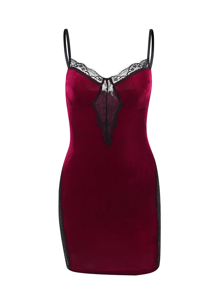 Винтажное красное бархатное Сексуальное Женское Платье InsGoth Goth гранж в эстетике