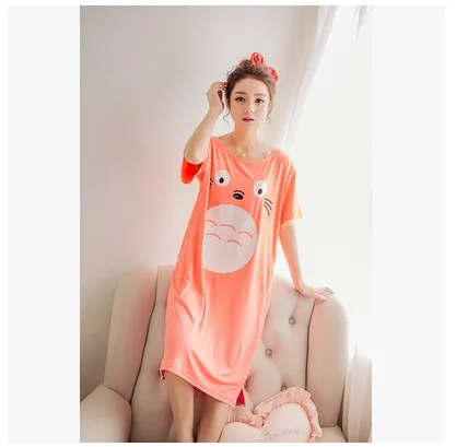 Новинка 2019 летняя Стильная хлопковая ночная рубашка мультяшная Ночная сорочка