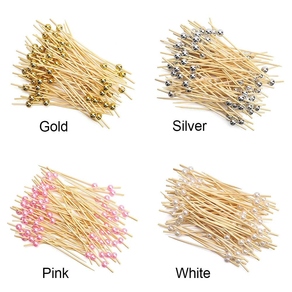 100 шт. новый стиль жемчужные бамбуковые коктейльные палочки деревянные