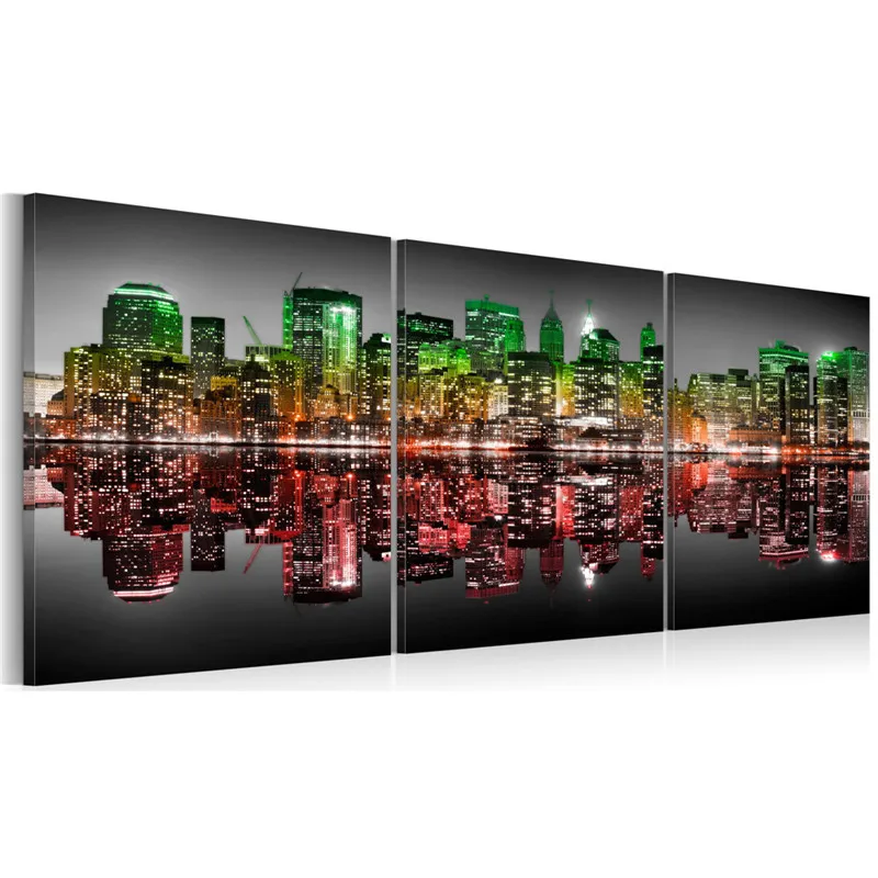 Настенная картина в радужной рамке с изображением Манхэттена Нью-Йорк Картина на