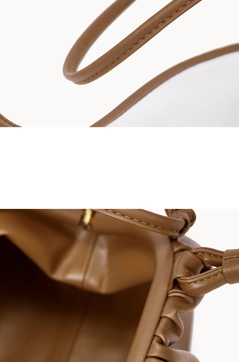 women handbag cowhide Shoulder bag fashion pleated cloud bag