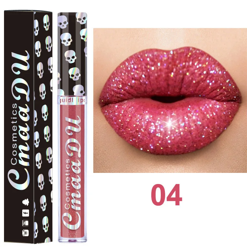 

Laser Diamond Lip Gloss Moisture lipstick Metal Makeups Lip Cosmetics Liquid Lip Tint 3.5ml