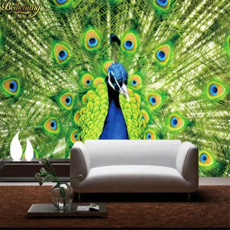 

beibehang Custom Mural Wallpaper Peacock opening Nature Landscape Photo Background wall papers home decor wallpapers kids room
