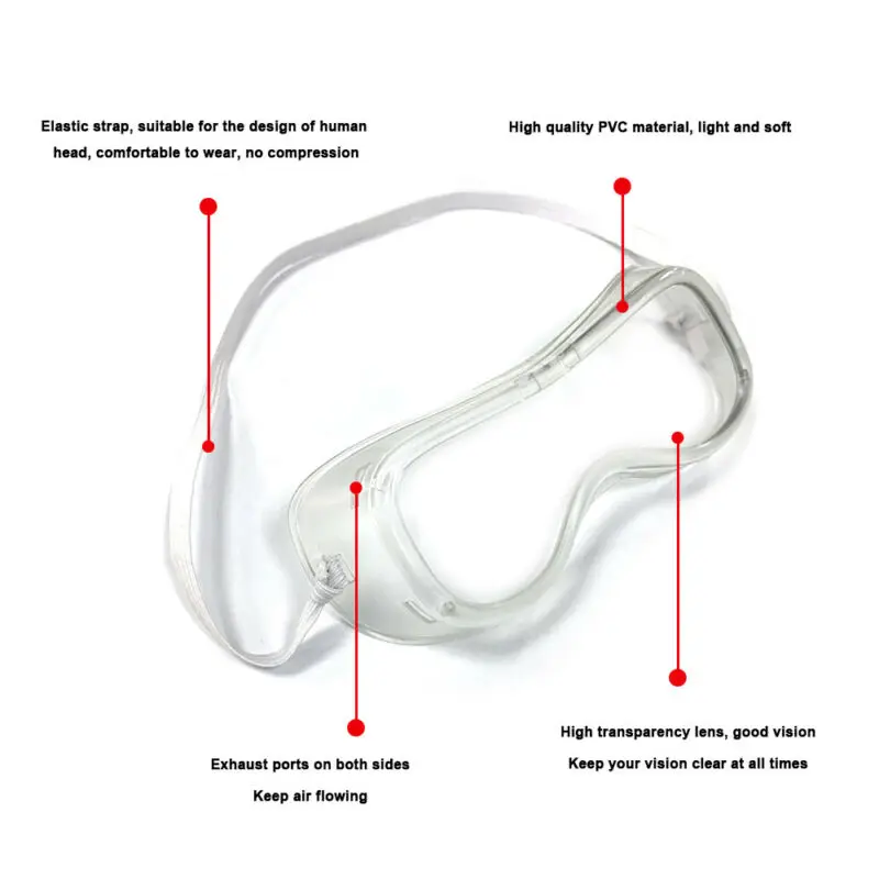 Защитные очки Регулируемые защитные прозрачные от брызг и пыли Полностью