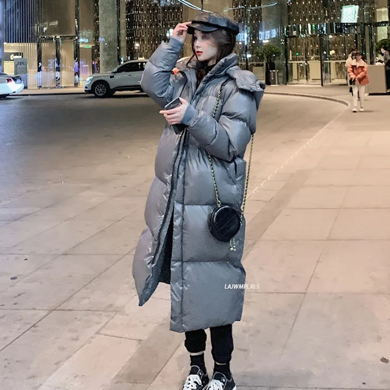 

Black Oversized Long Winter Woman Jacket Parkas Padded Warm Down Cotton Coat Female Outerwear Loose Thicken Hooded Winter Coats