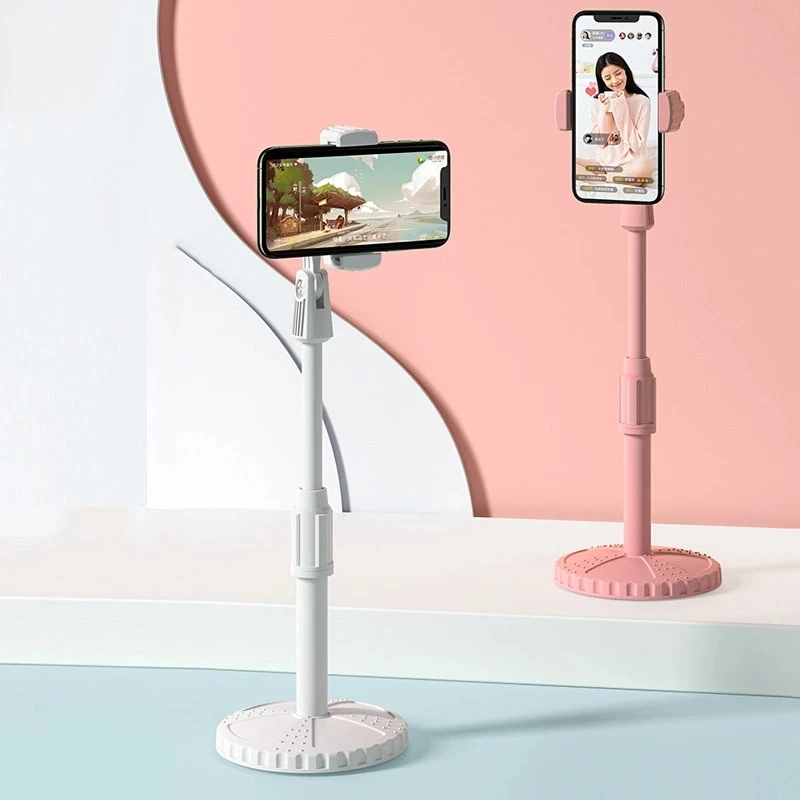 

New Desktop Mobile Phone Holder Stand 360 Rotate for Facetime Live Streaming Shoot Video Youtube Round Base Smartphone