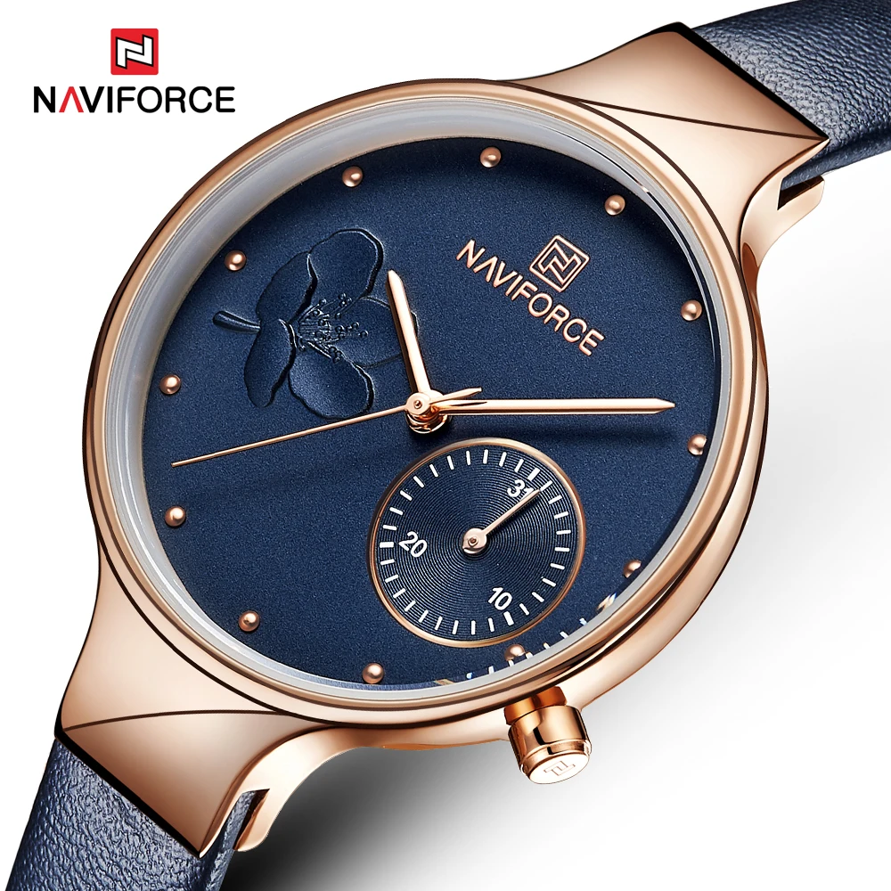 Часы наручные NAVIFORCE женские кварцевые модные повседневные водонепроницаемые с
