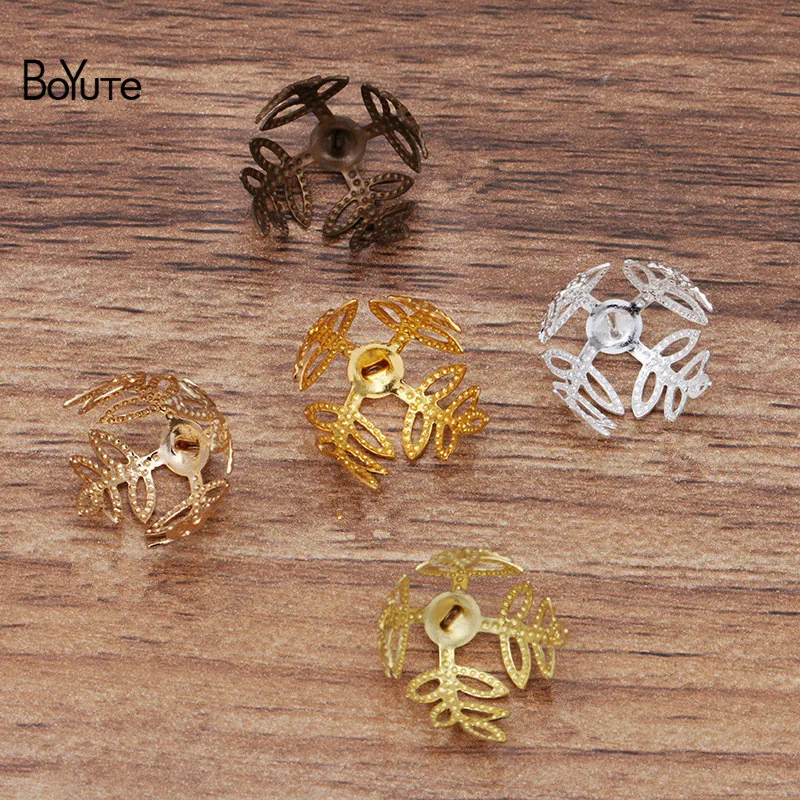 BoYuTe (100 Pieces/Lot) 16MM Metal Filigree Leaf Bead Caps with Loop Diy Hand Made Jewelry Accessories Wholesale | Украшения и