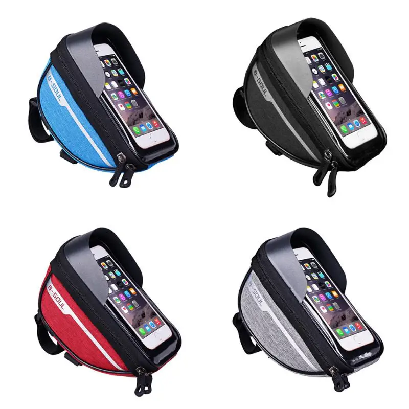 

New Mountain Bicycle Bags Front Tube Mobile Phone Riding Bag Bike Accessories Waterproof Screen Cover Pannier Bag Frame Bracket