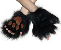 junboon dog cat wolf paw hand warmers winter plush fingerless comfortable glove fox cosplay costume